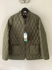 BNWT Joules Hambleton Khaki Quilted Jacket with Ruffled Collar, UK 12, Tagged Ta - Picture 1 of 5