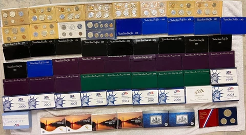 1955 - 2023 (excluding 2010 - 2017) US Mint Proof Set Lot Cover