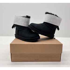 UGG Little Kid Mini Bailey Bow II Boots Black Size 11 NIB #02S