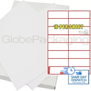 100 BLATT DRUCKER ADRESSE LASER ETIKETTEN - 16 PRO SEITE - Bild 1 von 5