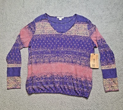 Ruff Hewn Womens Size Petite Large Paisley Long Sleeve Blouse Lace Detail - Image 1 of 4