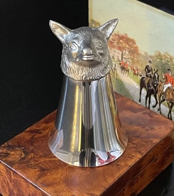 Rare Cartier Sterling Silver & Pewter Figural Fox Stirrup Hunt Cup France 3.4” - Image 1 of 4