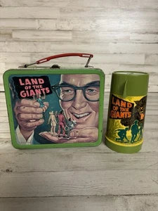 Vintage 1968 Land der Riesen Metall Brotdose mit Thermoskanne Aladdin TV Show Set - Bild 1 von 13