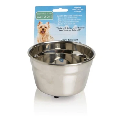 Perrera de acero inoxidable cuenco de agua colgante, caja sin derrames, 10 oz, alimentación para mascotas Foto 1 de 4