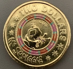 2019 AUSTRALIA $2 Mr Squiggle - GUS COLOURED COIN EX MINT SET UNCIRCULATED - Picture 1 of 2