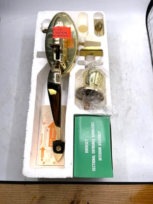 Vintage Exterior Front Door Handle Open In Box Kwikset Antique Brass - Image 1 of 4