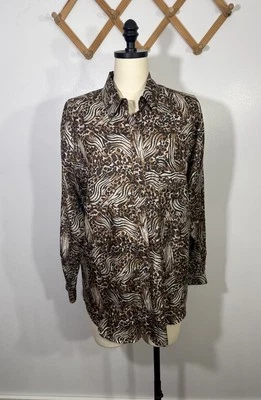 Camicetta vintage seta anni 90 leopardata stampa animalier media - Immagine 1 di 4