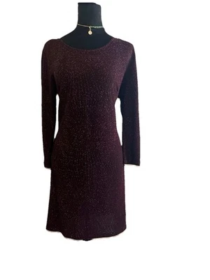 Women’s Trixxi Clothing Company Metallic Plum Sparkling Knit Shift Dress XL - Image 1 of 4