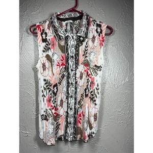 Nicola pleated floral blouse sleeveless women’s size large - Picture 1 of 6