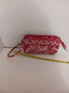 Vera Bradley Red and Pink Posies pattern Wristlet Hand Strap Bag - Picture 1 of 5