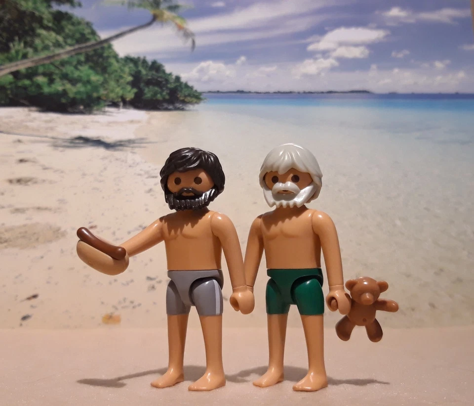 PLAYMOBIL ADULT COUPLE BEAR BEAR BEACH CRUISING PRIDE PRIDE GAY GAY LGBT - Image 1 of 1