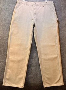 Carhartt Pants Mens 36x32 Khaki Carpenter Dungaree Fit B11-DES Workwear Canvas - Picture 1 of 7