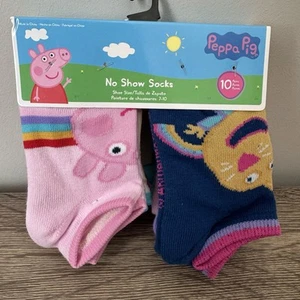 NEW Peppa Pig Girls No Show Socks 10 Pairs Size 7 - 10  - Picture 1 of 8