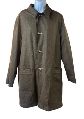 Saks Fifth Avenue Hombre Abrigo Reversible Chaqueta Marrón/Caqui Abrigo Coche Talla 48R Foto 1 de 4