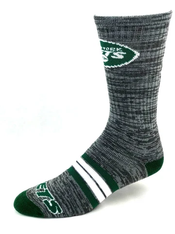 New York Jets Football Grey RMC Quad Stripe Deuce Crew Socks Cover
