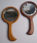 2 miroirs vintage en verre biseauté à cadre de bois à cadre main 12"