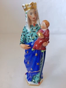 VIERGE A L'ENFANT EN PORCELAINE POLYCHROME DELVAUX PARIS LIMOGES - Foto 1 di 11