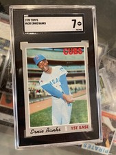 1970 TOPPS #630 ERNIE BANKS CHICAGO CUBS BASEBALL CARD SGC 7 NM