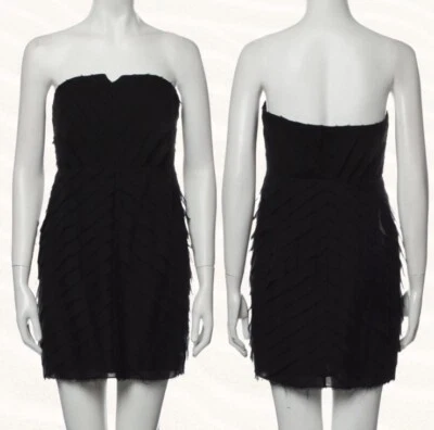 Mini Vestido de Cóctel Adam Lippes 100% Seda Borde Crudo Sin Tirantes LBD Talla 2 Nuevo con Etiquetas Foto 1 de 4