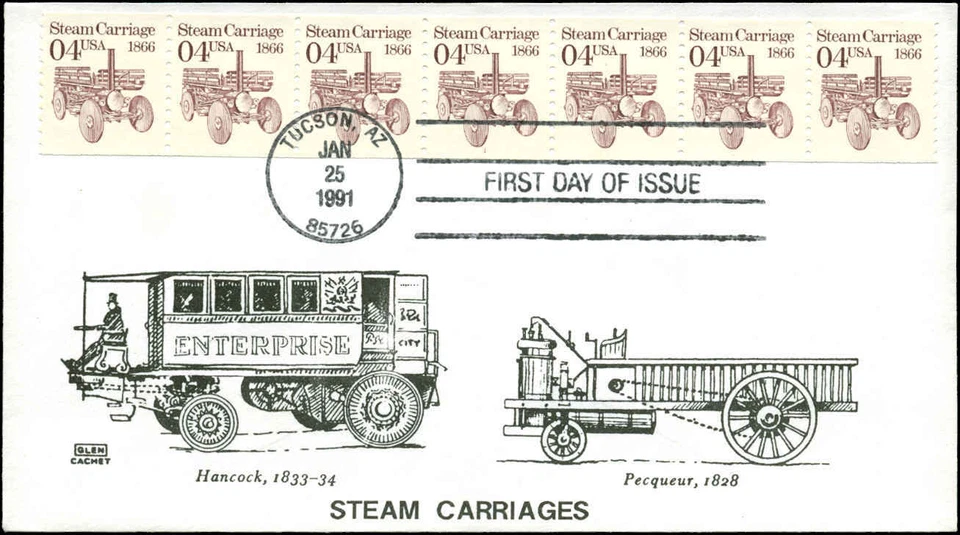 US FDC #2451 Glen Cachet Tuscon, AZ Coil Strip of 7 PNC #1   7/10 - Image 1 of 1