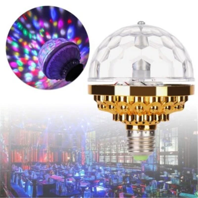 LED Disco Romantic Magic Crystal Ball Lamp Stage Light Party Bulb RGB Rotating - Image 1 of 4
