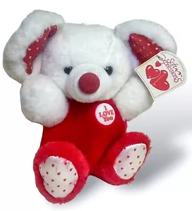 Dan Dee Maus I Love You Plüschtier weiß rot weich Ausdruck Stofftier Vintage 8 Zoll - Bild 1 von 8