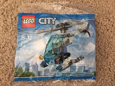 2017 Lego Police Helicopter Exclusive Polybag Set 607871 City Pilot Minifig  - Image 1 of 4