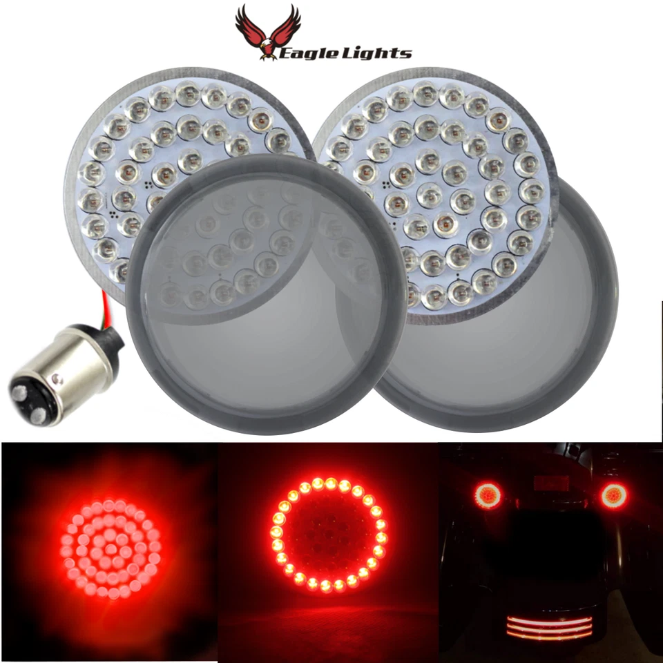 Luces Eagle 2" traseras Harley LED señales de giro 1157 doble contacto con lentes ahumadas Foto 1 de 4