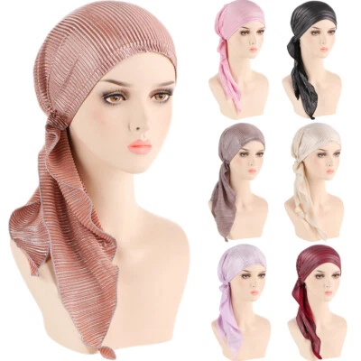 Sombrero de hiyab turbante elástico para mujer bufanda musulmana envoltura pérdida de cabello quimioterapia gorra gorro Foto 1 de 4