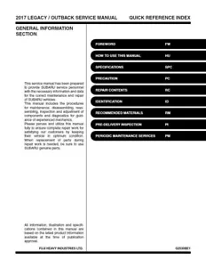 2017 Subaru Legacy/Outback Service Manual (PDF Document) DIGITAL DELIVERY! - Picture 1 of 8