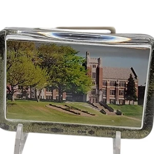 Vintage Retro Glass Harvard University Paperweight, Black Felt Back - Picture 1 of 4