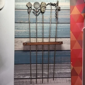 Artist Made Metal Kabob Skewers Julie Ball Blacksmith Studio Art Set of 5 Holder - Picture 1 of 11