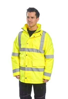 PORTWEST HIGH VISIBILITY 300D TRAFFIC 4-IN-1 JACKET SIZES S-5XL CLASS 3 US468 - Image 1 of 4