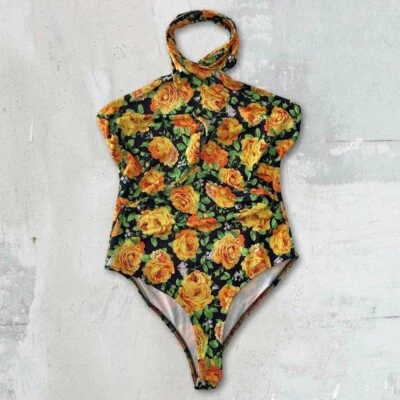Nuevo con etiquetas Body Zara Estilo Años 70 Amarillo Estampado Floral Cuello Cruzado Boho Festival Talla S Foto 1 de 4