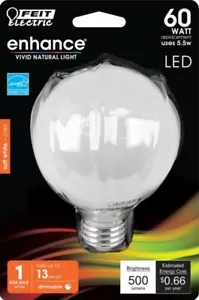 25 Feit Electric Dimmable LED G25, 60W 2700k Replacement Light Bulb - Picture 1 of 1