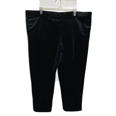 Donnkenny Women Velvet Velour Pants XL 51x29 Black Elastic Waist Pull On - Image 1 of 4