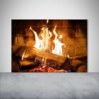 Tulup Kitchen Glass Splashback 100x70 Wood in the fireplace