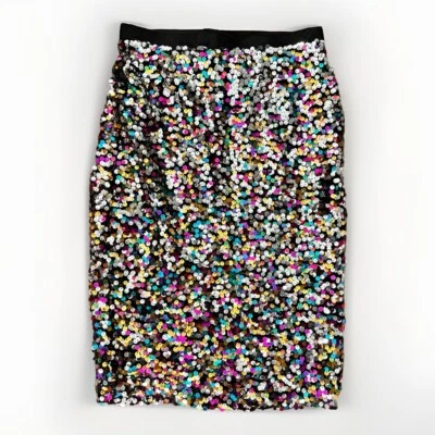 Women's H&M Sparkly Glitter Multicolour Sequin Pencil Knee Skirt XS Eras Tour - Image 1 of 4