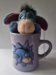 Disney Store Eeyore Winnie The Pooh 3D 11cm Tall Purple Mug Comp with Eeyore toy - Picture 1 of 14