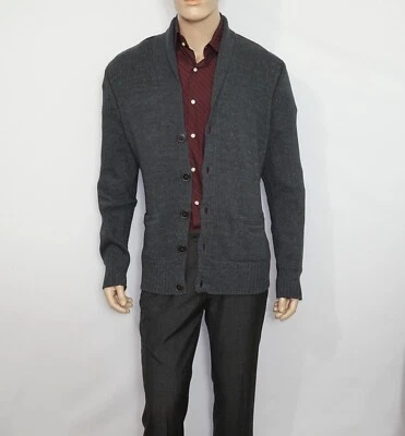 NEW John Varvatos COLLECTION Cardigan GRAY Size XL 100% Cotton Faux Leather Trim - Image 1 of 4