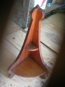 Vintage Used Handmade ??? Heavy Wood Ornate Corner Shelf 26 3/4" tall - Picture 1 of 10
