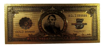 Play Money 1923 LINCOLN PORTHOLE $5 FIVE DOLLAR BILL Reproduction Bill ON SALE! - Image 1 of 2