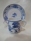 Antique Demitasse Cup & Saucer Saxony Blue White Poppy Isidore Straus & Sons NY