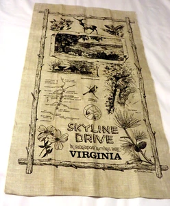 Vtg Linen Tea Towel SkyLine Drive VA Shenandoah by Richard Batchelder 30" x 17" - Picture 1 of 9