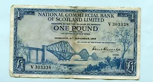 National Commercial Bank of Scotland £1 Banknote 16th September 1959 - Picture 1 of 2