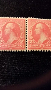 U.S. Stamps, Scott #248, H. Pair, Pink, 2 cent, M/VF/NH, Washington, perf 12 - Picture 1 of 2