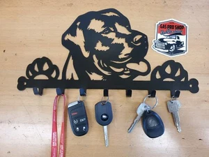 Lab Key Chain Fob holder Metal Wall Art Plasma Cut Home Decor Leash Labrador - Foto 1 di 2