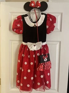 Disney Store Minnie Mouse Costume Girl 7/8 M Dress Halloween With Ears/purse - Picture 1 of 12
