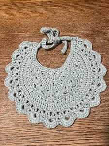 Handmade Crochet Baby Bib Newborn Baby Sage BOHO Portraits NEW Gift Shower - Picture 1 of 6