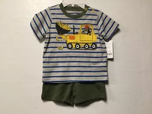 Set Corto 2 Pezzi Bambino Ragazzo Taglia 6 Mesi Grigio Blu Verde Scimmia Carters 89 - Foto 1 di 6
